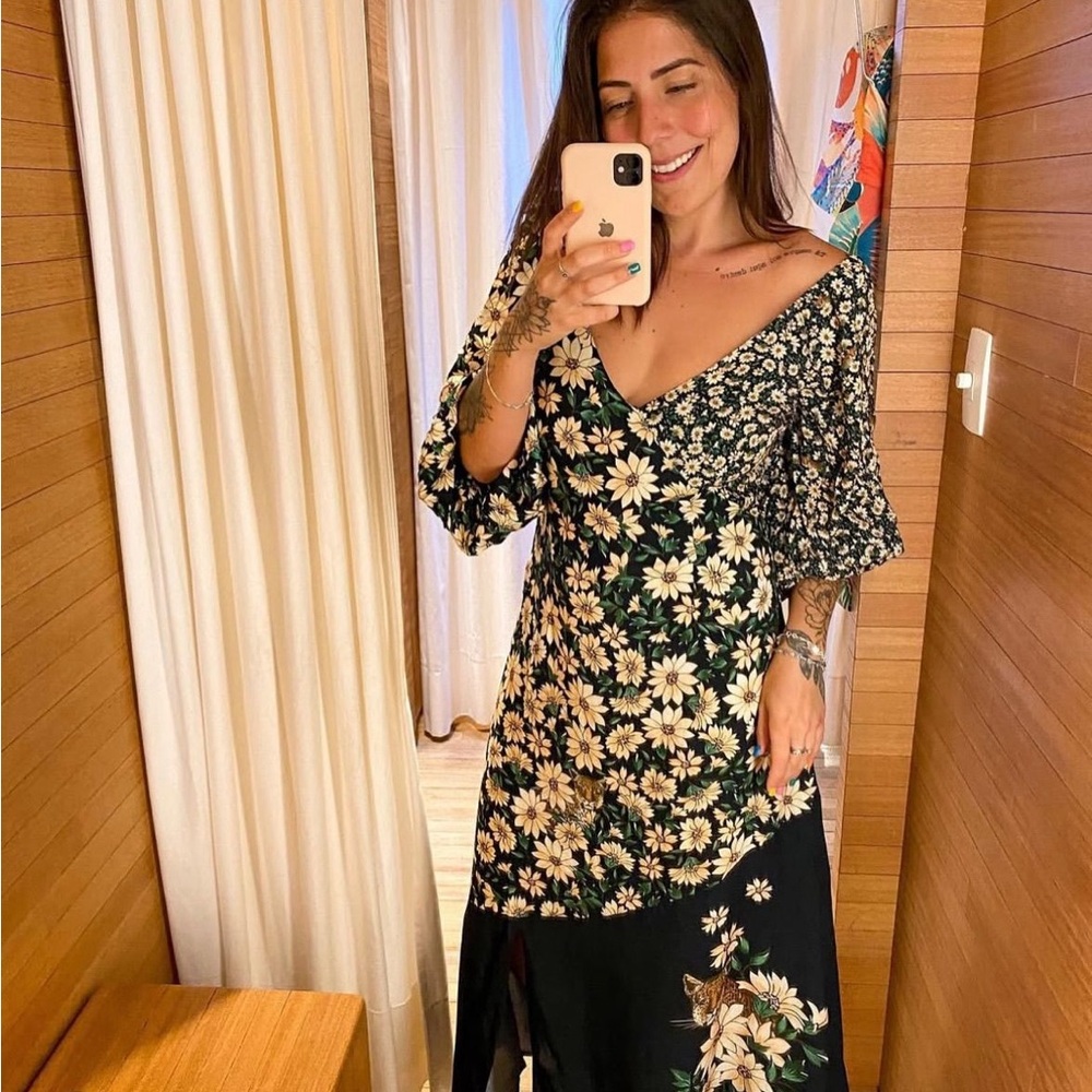 Floral Black Dress Farm Rio